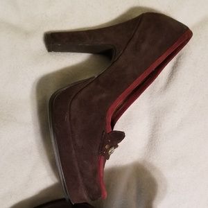 Colin Stuart Burgundy Suede platform heels